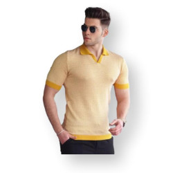 Vyriški  geltonos/baltos spalvos marškinėliai Hippie
