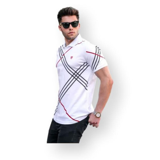Męska biała koszulka polo Zol PK5870 - Koszulka Męska biała koszulka polo Zol PK5870 Premium