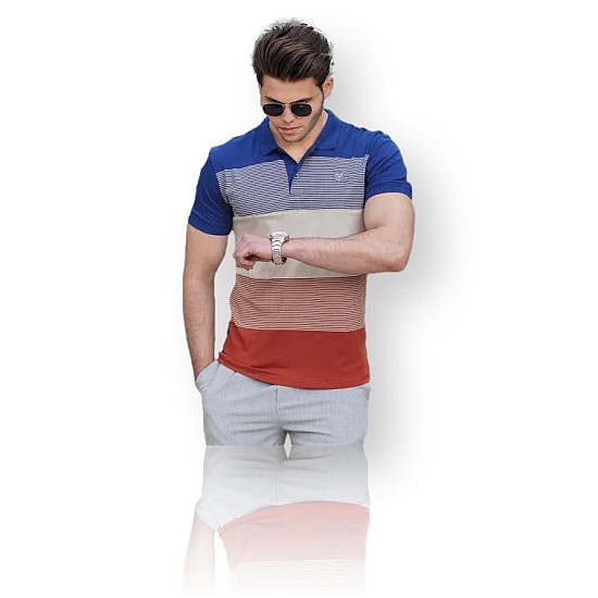 Miesten poolopaita sininen ruskea PK9280 Premium