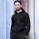 Black hooded zip-up tracksuit for men PK3030 - Clothing with inscriptions Black hooded zip-up tracksuit for men PK3030