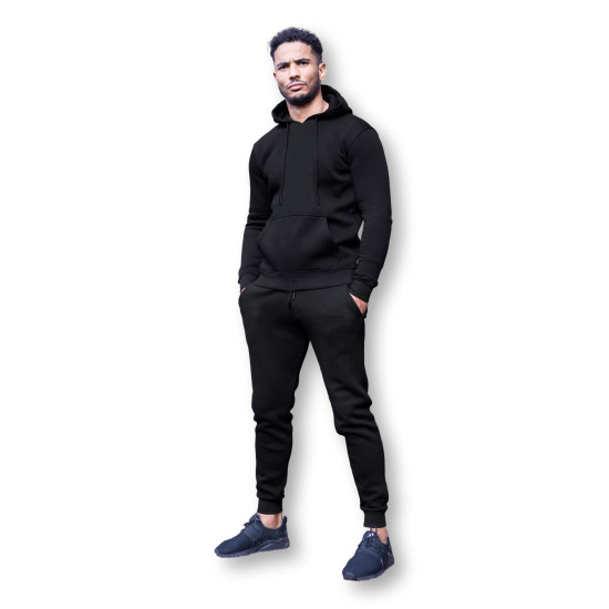 Czarny dres z kapturem dla mężczyzn PK3030 - Działanie Czarny dres z kapturem dla mężczyzn PK3030