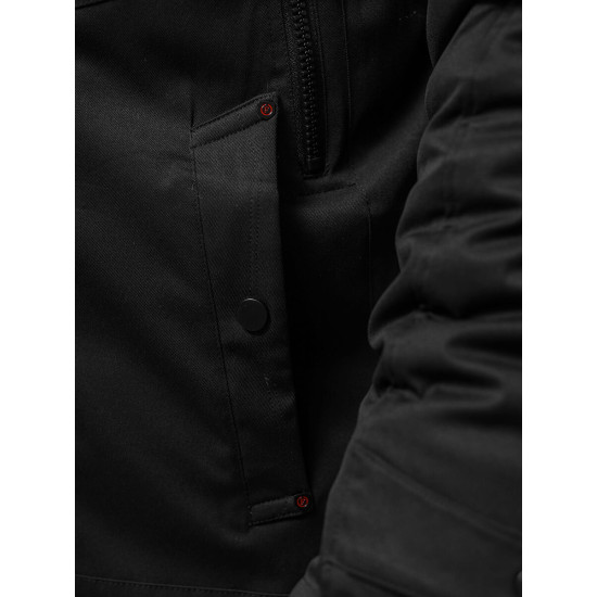 VYRIŠKA JUODA ŽIEMINĖ STRIUKĖ Onee JS/22M319/392 - Vyriškos Striukės ir Paltai VYRIŠKA JUODA ŽIEMINĖ STRIUKĖ Onee JS/22M319/392