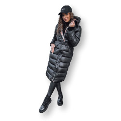 Moteriškas juodas žieminis paltas Flake
