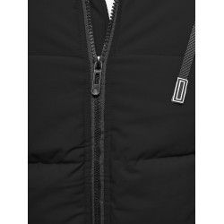 Juoda vyriška dygsnuota striukė su gobtuvu Mino