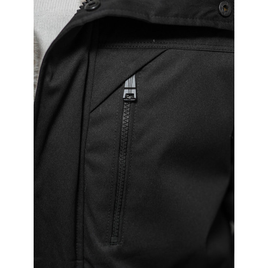 Men's black winter jacket with fur Eget JS/22M316/392 - Men's Jackets and Coats Men's black winter jacket with fur Eget JS/22M316/392