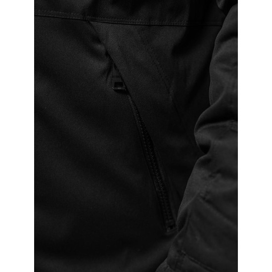 Men's black winter jacket with fur Eget JS/22M316/392 - Men's Jackets and Coats Men's black winter jacket with fur Eget JS/22M316/392