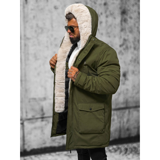 Vyriška žalia žieminė striukė zolo JS/5M120/392 - Akcija Vyriška žalia žieminė striukė zolo JS/5M120/392