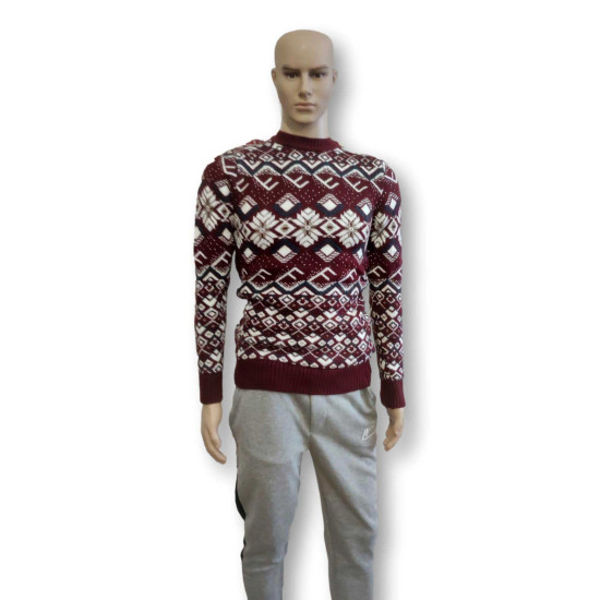 Vyriškas bordo megztinis Flake h4146 - Vyrams Vyriškas bordo megztinis Flake h4146