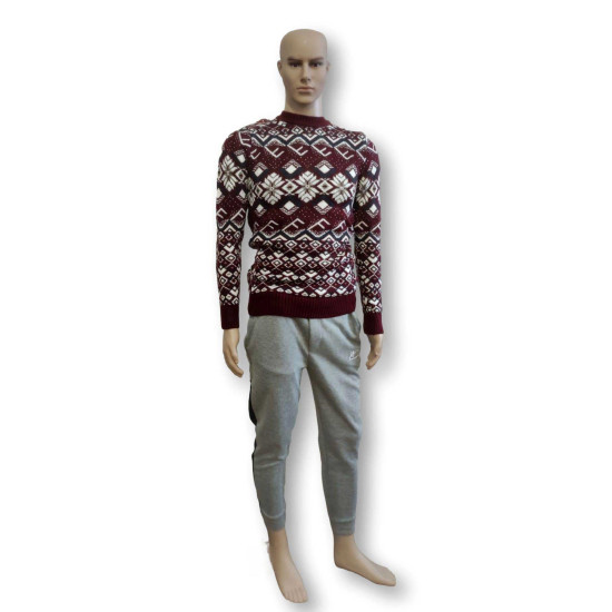 Vyriškas bordo megztinis Flake h4146 - Vyrams Vyriškas bordo megztinis Flake h4146
