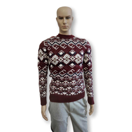 Vyriškas bordo megztinis Flake h4146 - Vyrams Vyriškas bordo megztinis Flake h4146
