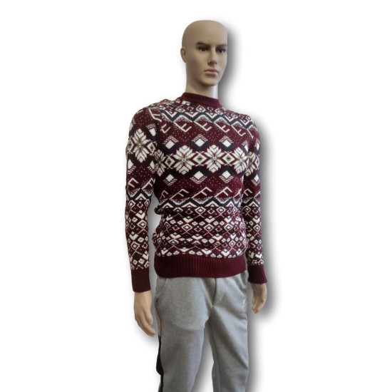 Vyriškas bordo megztinis Flake h4146 - Vyrams Vyriškas bordo megztinis Flake h4146