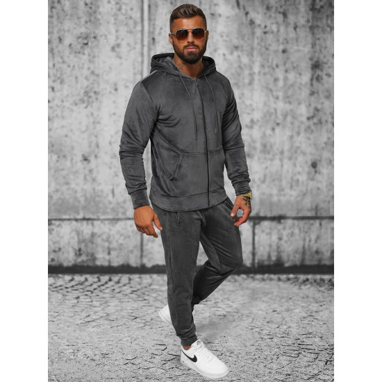 Pilkas vyriškas veliūrinis komplektas Style JS/8C1538 - Vyrams Pilkas vyriškas veliūrinis komplektas Style JS/8C1538 Premium