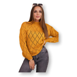 Moteriškas geltonas megztinis Rombas