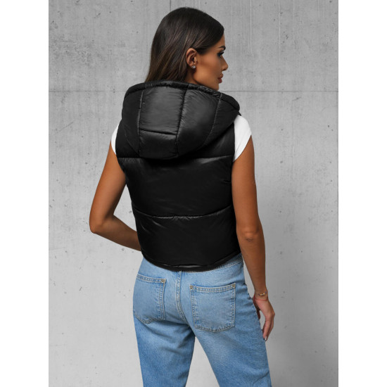 Moteriška juoda dygsniuota liemenė Zip JS/5M3191/392 - Moterims Moteriška juoda dygsniuota liemenė Zip JS/5M3191/392