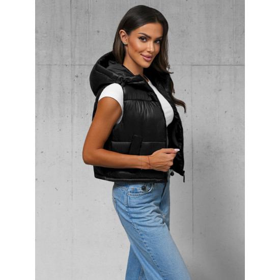 Moteriška juoda dygsniuota liemenė Zip JS/5M3191/392 - Moterims Moteriška juoda dygsniuota liemenė Zip JS/5M3191/392