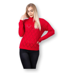 Moteriškas raudonas megztinis Rombas