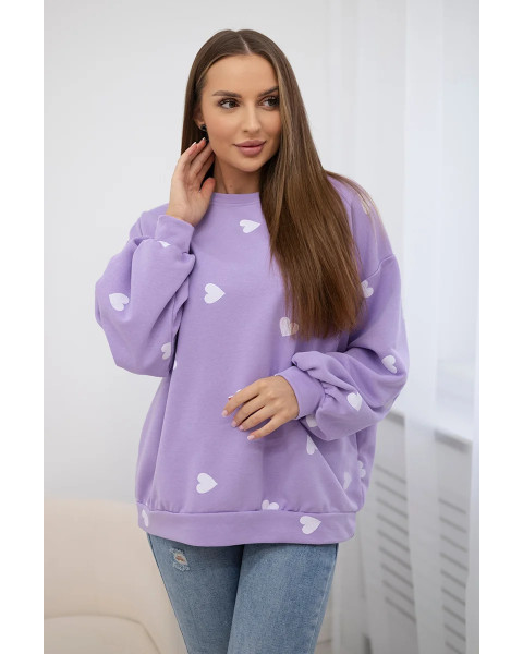 Moteriškas violetinis džemperis su širdelėmis Heart