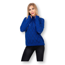 Moteriškas mėlynas megztinis Rombas
