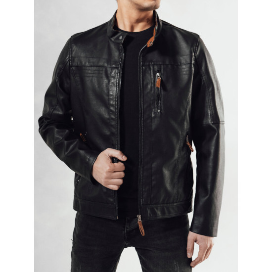 Men's black eco leather jacket Barol TX4687 - Men's Jackets and Coats Men's black eco leather jacket Barol TX4687