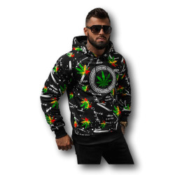 Vyriškas juodas džemperis su įvairiaspalve spauda Kanna