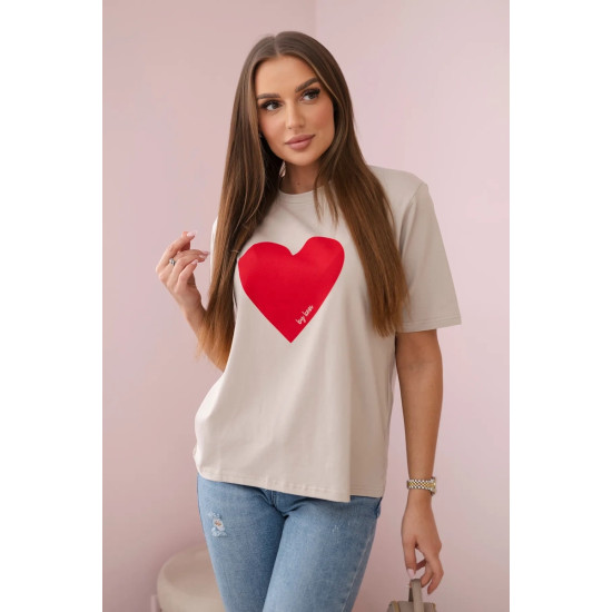 Moteriški smėlinės spalvos marškinėliai Madame 28447 - Moterims Moteriški smėlinės spalvos marškinėliai Madame 28447