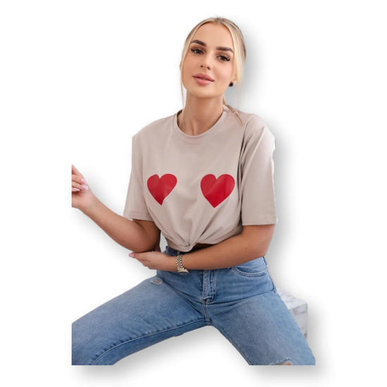 Women's beige T-shirt TwoHearts 28864 - For women Women's beige T-shirt TwoHearts 28864