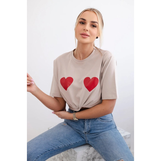 Women's beige T-shirt TwoHearts 28864 - For women Women's beige T-shirt TwoHearts 28864