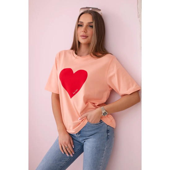 Moteriški persikinės spalvos marškinėliai Madame 28448 - Moterims Moteriški persikinės spalvos marškinėliai Madame 28448