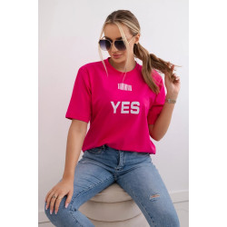 Moteriški rožiniai marškinėliai YesNo