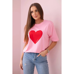 Moteriški rožiniai marškinėliai Madame