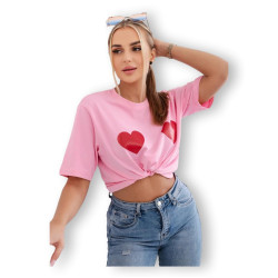 Moteriški rožiniai marškinėliai TwoHearts