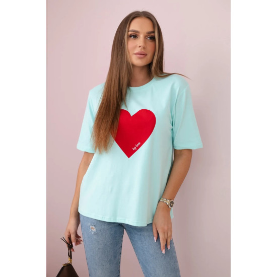 Moteriški mėtinės spalvos marškinėliai Madame 28449 - Moterims Moteriški mėtinės spalvos marškinėliai Madame 28449