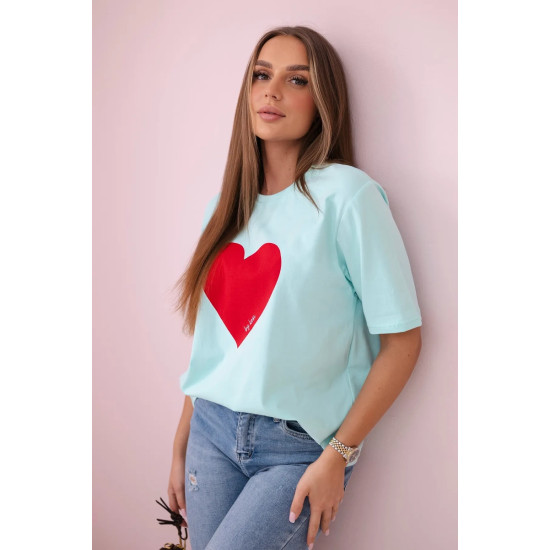Moteriški mėtinės spalvos marškinėliai Madame 28449 - Moterims Moteriški mėtinės spalvos marškinėliai Madame 28449