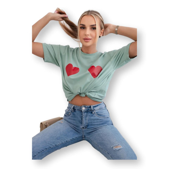 Women's dark mint T-shirt TwoHearts 28868 - For women Women's dark mint T-shirt TwoHearts 28868