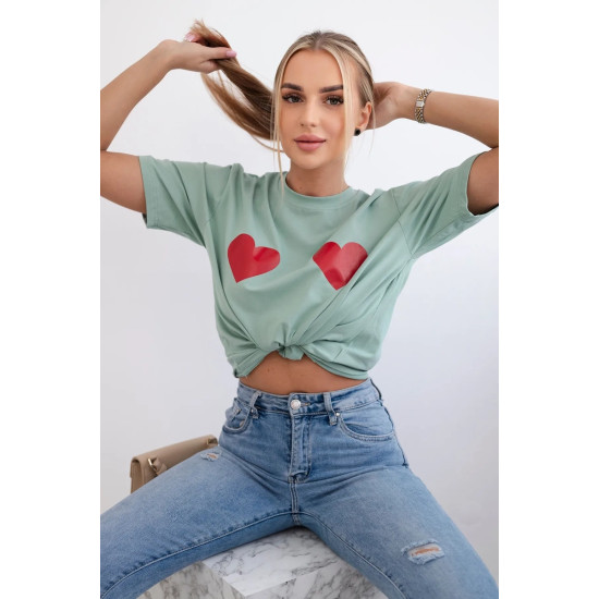 Women's dark mint T-shirt TwoHearts 28868 - For women Women's dark mint T-shirt TwoHearts 28868
