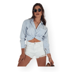Moteriški balti džinsiniai šortai Popglam Moteriški balti džinsiniai šortai Popglam