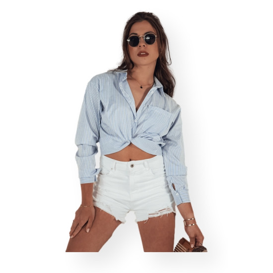 Moteriški balti džinsiniai šortai Popglam SY0397 - Moterims Moteriški balti džinsiniai šortai Popglam SY0397