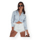 Moteriški balti džinsiniai šortai Popglam SY0397 - Moterims Moteriški balti džinsiniai šortai Popglam SY0397