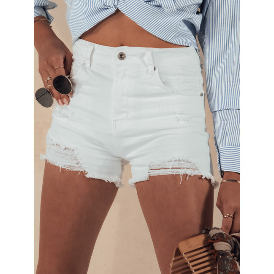 Moteriški balti džinsiniai šortai Popglam SY0397 - Moterims Moteriški balti džinsiniai šortai Popglam SY0397