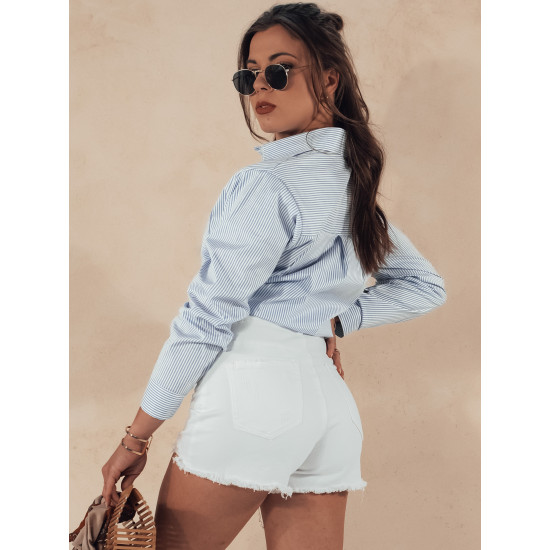 Moteriški balti džinsiniai šortai Popglam SY0397 - Moterims Moteriški balti džinsiniai šortai Popglam SY0397