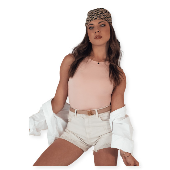Moteriški rusvi džinsiniai šortai Popglam SY0384 - Moterims Moteriški rusvi džinsiniai šortai Popglam SY0384