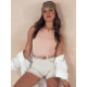 Moteriški rusvi džinsiniai šortai Popglam SY0384 - Moterims Moteriški rusvi džinsiniai šortai Popglam SY0384