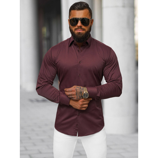 Vyriški bordo marškiniai Classico O/V109 - Vyrams Vyriški bordo marškiniai Classico O/V109