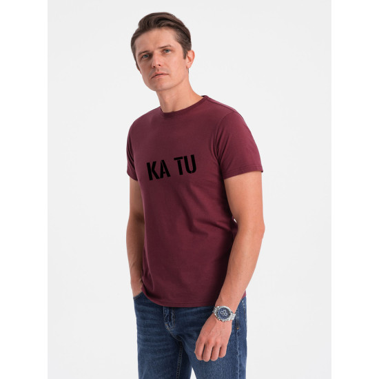 Vyriški bordo marškinėliai KĄ TU PK7130 - Marškinėliai Vyriški bordo marškinėliai KĄ TU PK7130