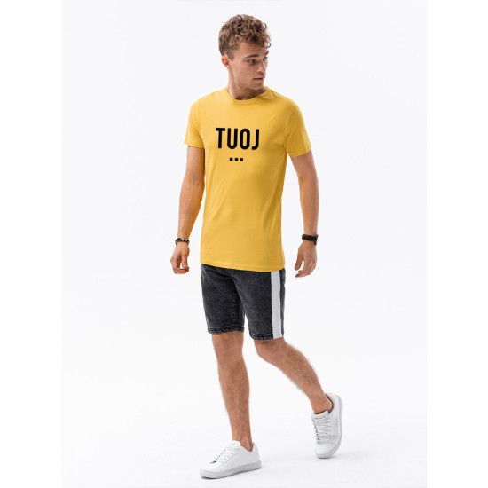 Vyriški geltoni marškinėliai TUOJ (juodas) JS/712005 - Marškinėliai Vyriški geltoni marškinėliai TUOJ (juodas) JS/712005