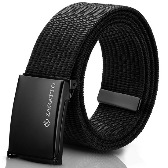 Men's black fabric belt with buckle Sponto K2-CZ - Accessories for men Men's black fabric belt with buckle Sponto K2-CZ