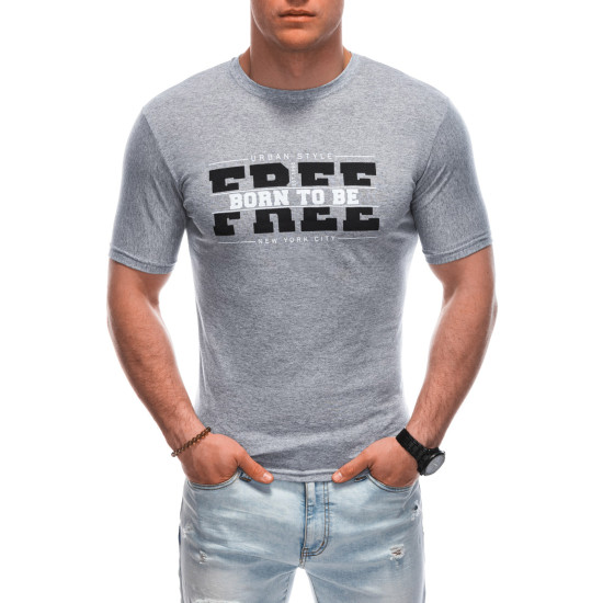 Vyriški pilki marškinėliai Free S1924 - Vyrams Vyriški pilki marškinėliai Free S1924