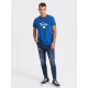 Men's blue T-shirt Dad (white) PK1468 - Notes for men Men's blue T-shirt Dad (white) PK1468
