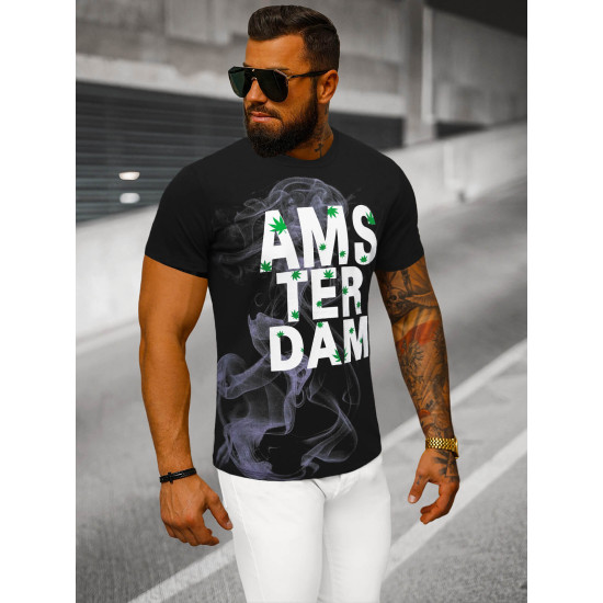 Black men's T-shirt Amsterdam O/T128/3Z - T-shirt Black men's T-shirt Amsterdam O/T128/3Z