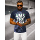 Dark blue shirt for men Amsterdam O/T128/25Z - T-shirt Dark blue shirt for men Amsterdam O/T128/25Z